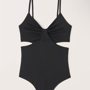 Abercrombie & Fitch Black Cut Out Spaghetti Strap Bodysuit